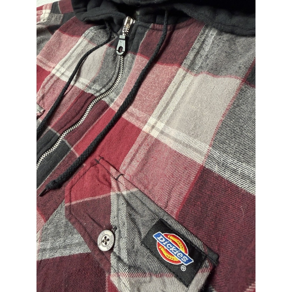 Dickies Sherpa Lined Hooded Flannel Jacket Plaid Workwear L Work Jacket